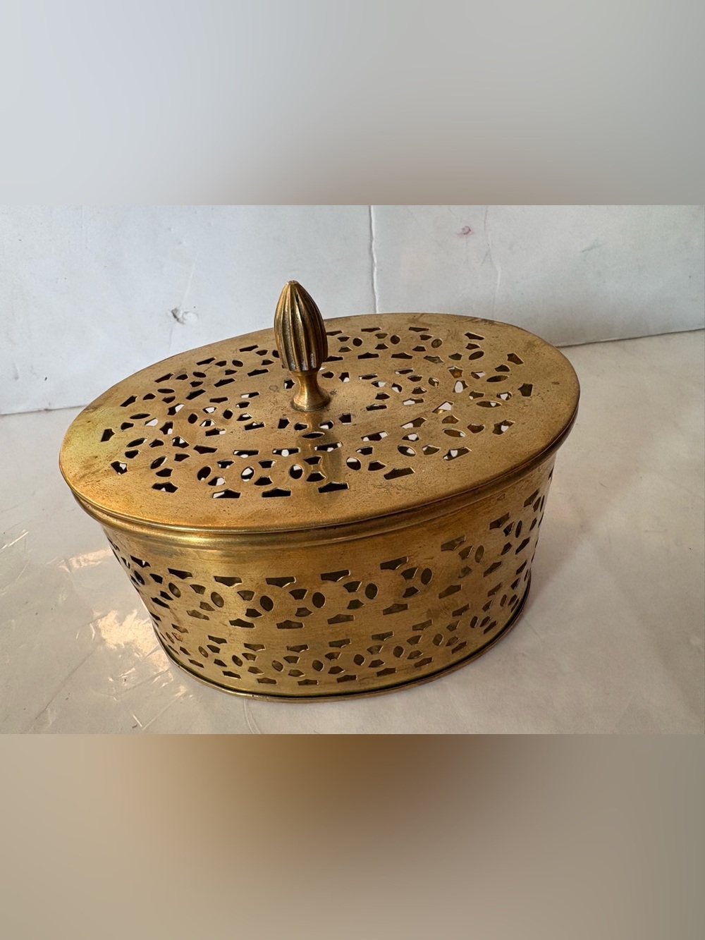 Vintage brass Ornate Gold colour Oval Decorative Box